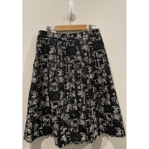 ZARA Black White A-Line Midi Skirt